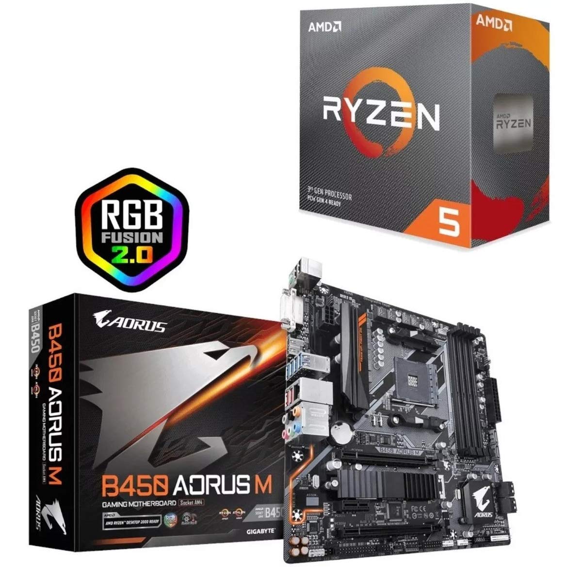 Kit Upgrade Amd Processador Ryzen 5 3600 + Placa mãe Gigabyte B450